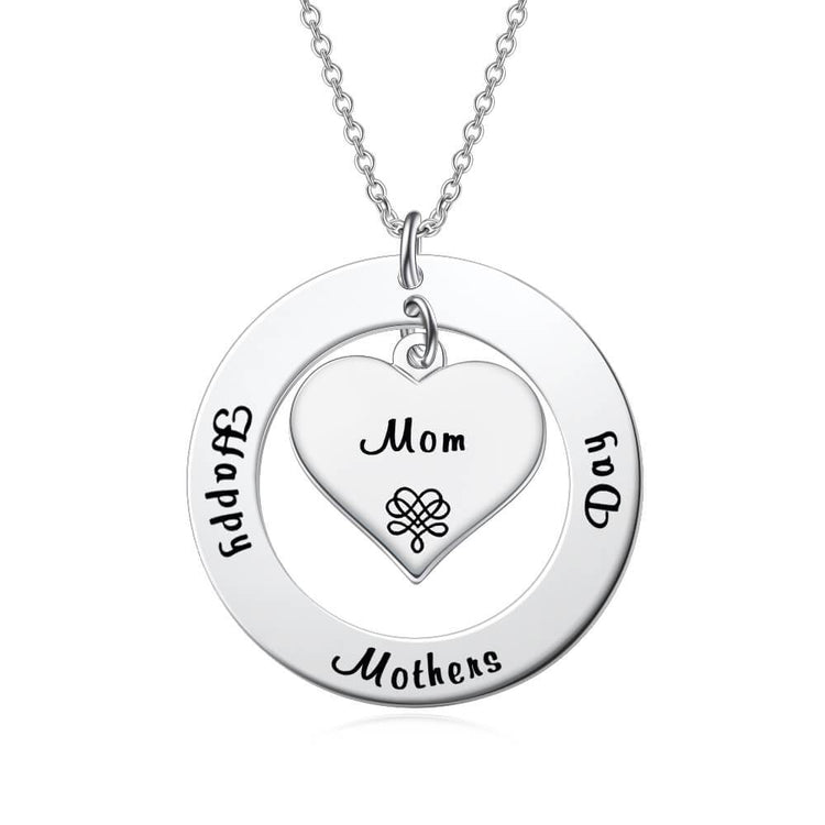 925 Sterling Silver Engraved Double Name Circle Necklace Nameplate Necklace Gift For Mom - onlyone
