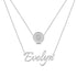 925 Sterling Silver Coin Name Double Layers Necklace, Nameplated Necklace - onlyone