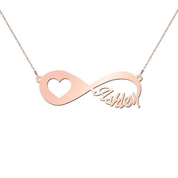 925 Sterling Silver Infinity Heart Name Necklace Nameplate Necklace - onlyone