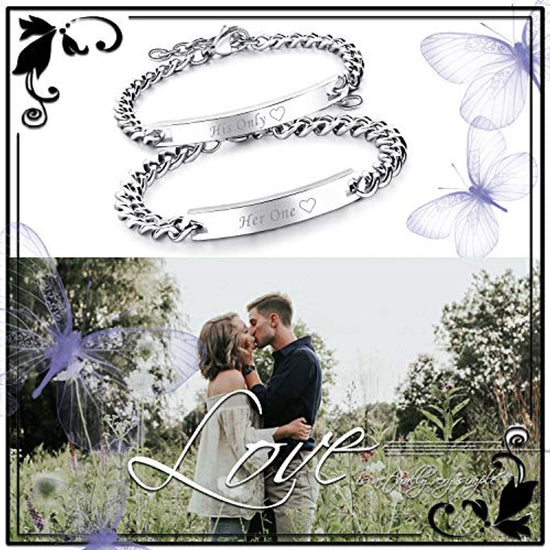 925 Sterling Silver Custom Engraved Couple Bracelets Set, Buy One Get Two Bracelets. - onlyone