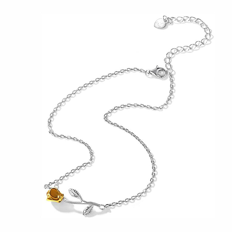 925 Sterling Silver Yellow Rose Anklet, Gift to BFF