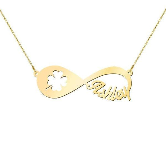 925 Sterling Silver Infinity Leaf Name Necklace Nameplate Necklace - onlyone