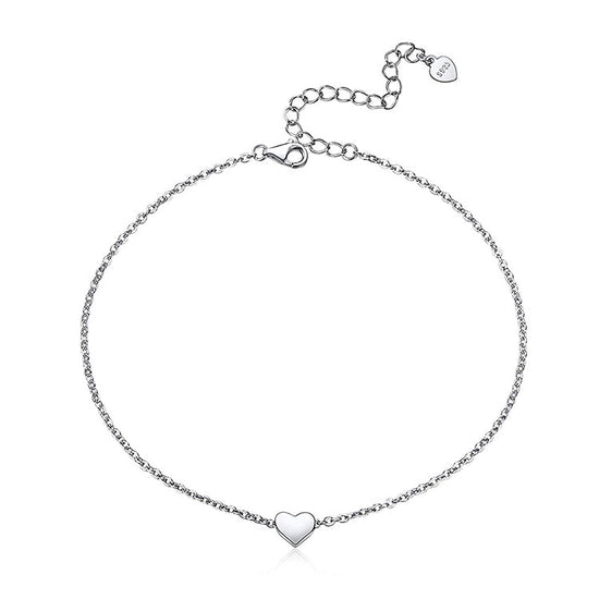 925 Sterling Silver Heart Initial Anklet For Women - onlyone