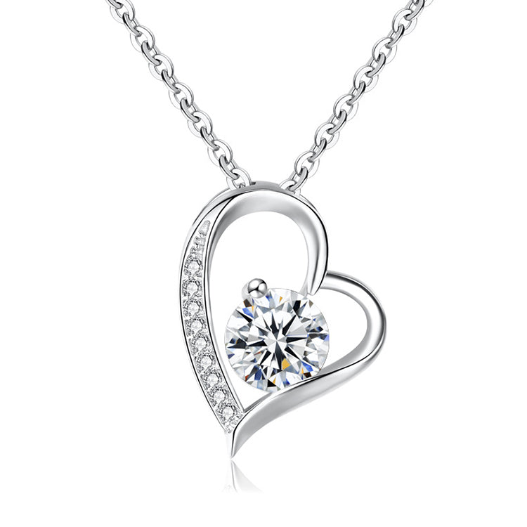 925 Sterling Silver Heart Necklace With Zirconia