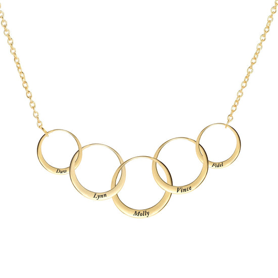 925 Sterling Silver 50th Birthday Gift For Mom / Grandmother Generations Chain Necklace Interlocking Ring Necklace - onlyone