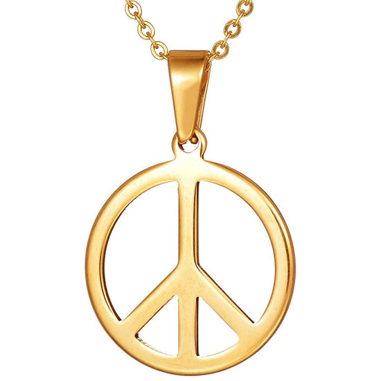 925 Sterling Silver Small Peace Sign, Peace Symbol Pendant Necklace - onlyone