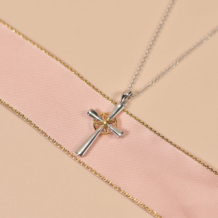 925 Sterling Silver Cross pendant Necklace With Lotus Cross Necklace For Women - onlyone