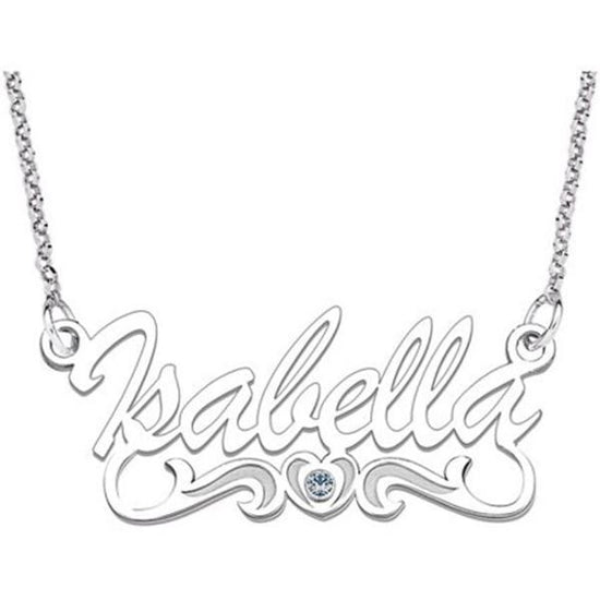 925 Sterling Silver Birthstone Signature Name Necklace Hailey style Nameplate Necklace - onlyone