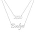 925 Sterling Silver Name And Year Double Layers Necklace - onlyone