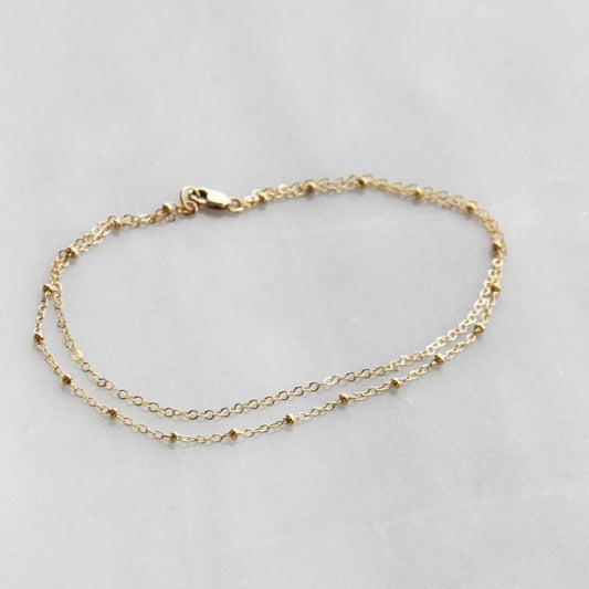 925 Sterling Silver Double Chain Anklet
