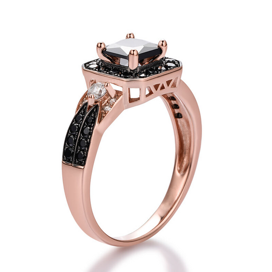 Bague en argent sterling 925, coupe princesse Halo