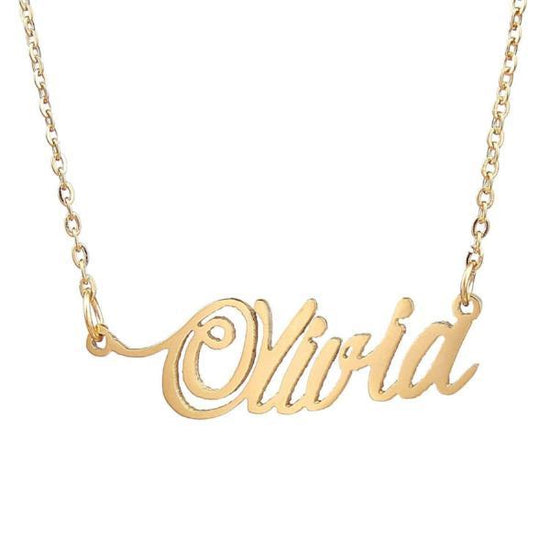 925 Sterling Silver "Oliva" Style Custom Name Necklace Nameplate Necklace - onlyone