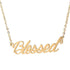 925 Sterling Silver "Blessed" Style Custom Name Necklace Nameplate Necklace - onlyone