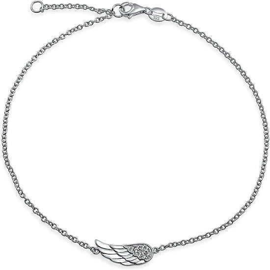 925 Sterling Silver Angel Wings Guardian Fashion Adjustable Anklets - onlyone