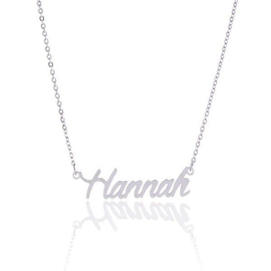925 Sterling Silver "Hannah" Style Custom Name Necklace Nameplate Necklace - onlyone