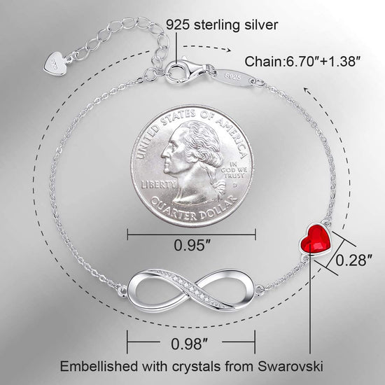 925 Sterling Silver Infinity Bracelet Adjustable Bracelet - onlyone