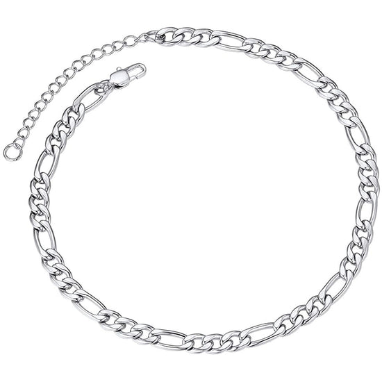 925 Sterling Silver Adjustable Figaro Chain Anklet - onlyone