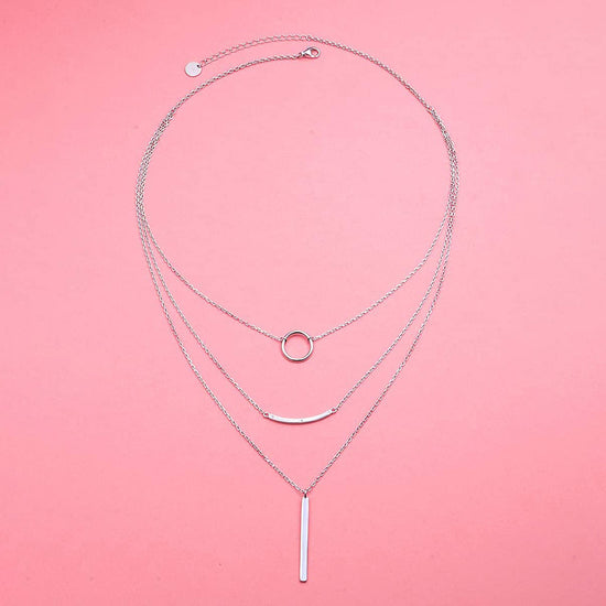 925 Sterling Silver 3 Multi Layer Necklace - onlyone