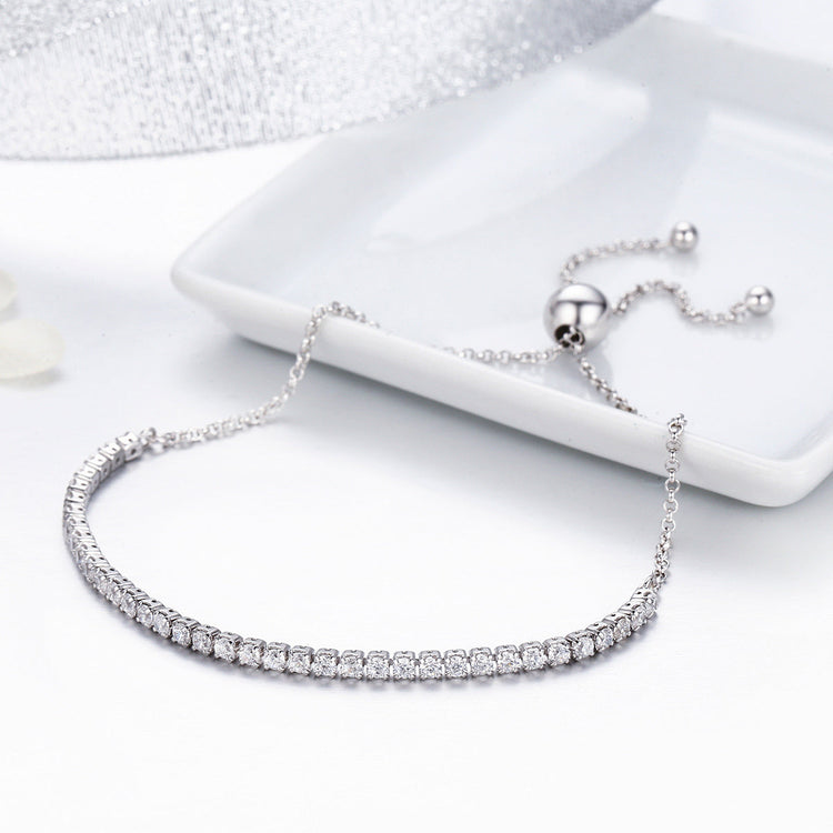 925 Sterling Silver Zircon Elegant Design Channel Setting Diamond Tennis Bracelet - onlyone
