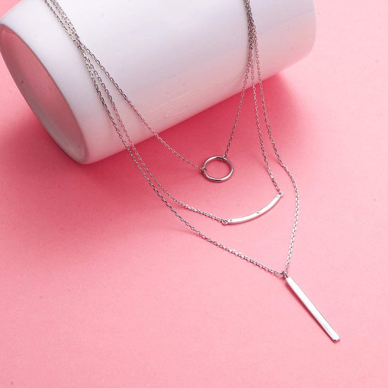 925 Sterling Silver 3 Multi Layer Necklace - onlyone