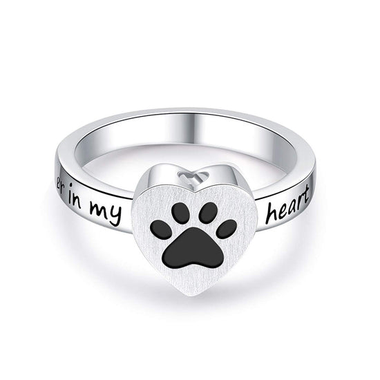 925 Sterling Silver Ashes Cremation Jewelry Dog Paw Heart Shaped Urn Ring Cremation Jewelry for Ashes - onlyone