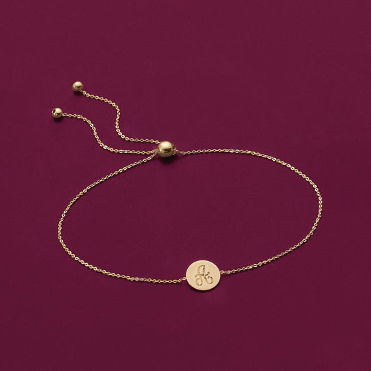 925 Sterling Silber Personal isierte Single Initial Circle Disc Armband