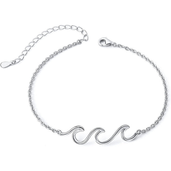 925 Sterling Silver Wave Anklet - onlyone