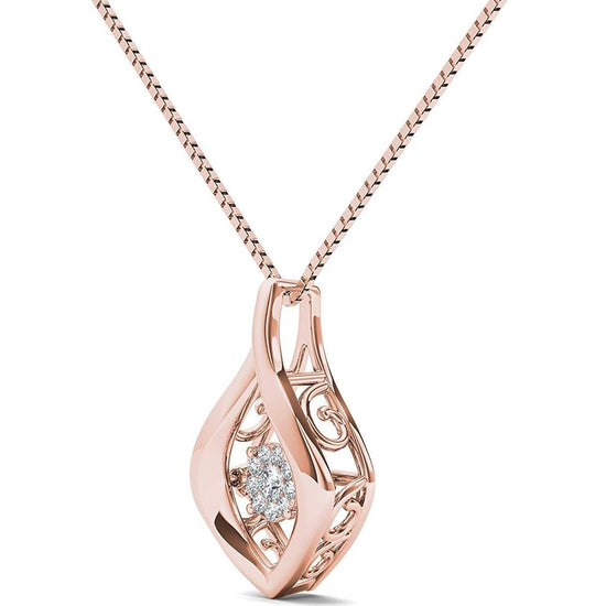 925 Sterling Silver 1/10ct Round Moissanite Diamond Pendant Necklace for Women - onlyone
