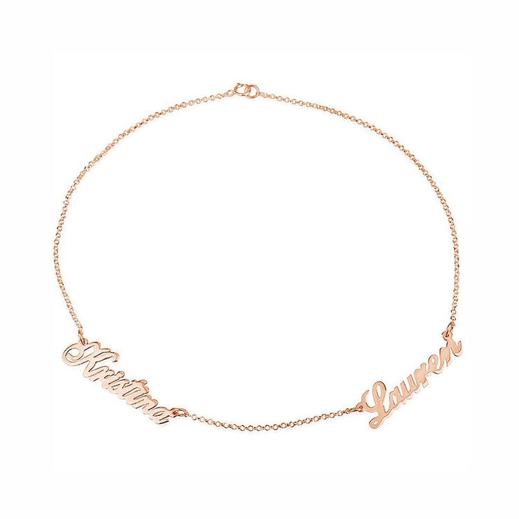 925 Sterling Silver Personalized Double Name Bracelet Anklet