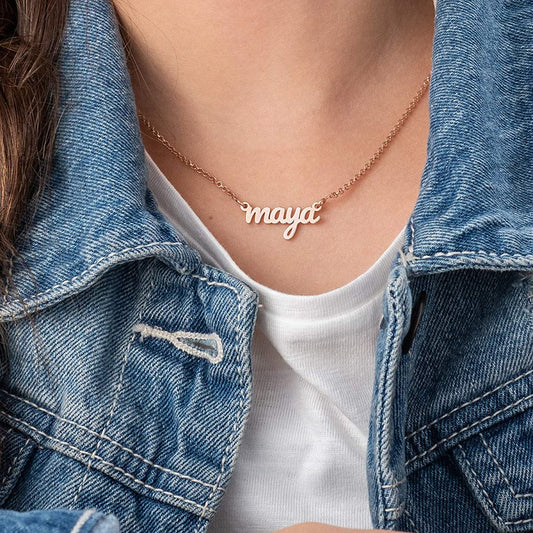 925 Sterling Silver Ashley Lowercase Script Name Necklace Nameplate Necklace