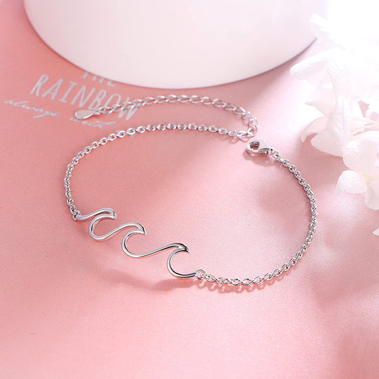 925 Sterling Silver Wave Anklet - onlyone