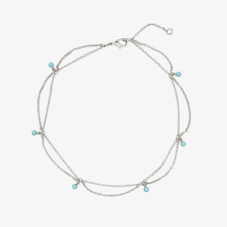 925 Sterling Silver Bohemia Style Anklet With Turquoise