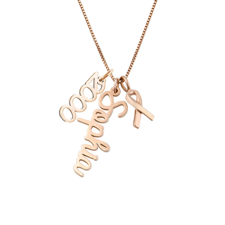 925 Sterling Silver Breast Cancer Awareness Name Necklace