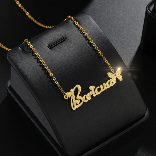 925 Sterling Silver Custom Diamond Name Necklace With Butterfly