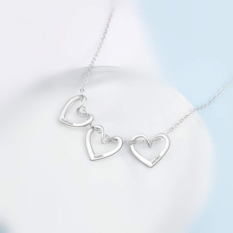 925 Sterling Silver Custom Heart Charms Name Necklace