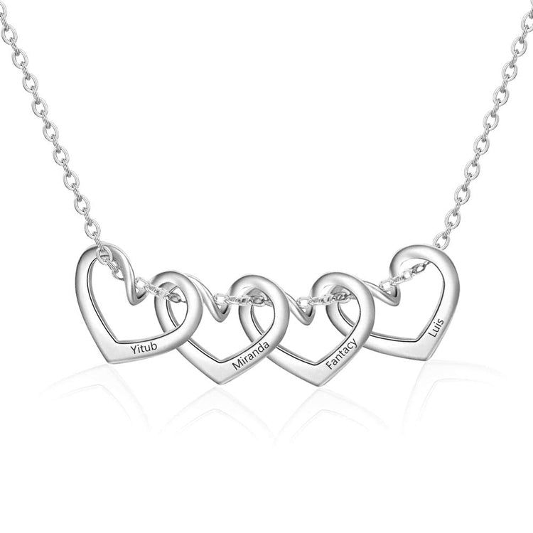 925 Sterling Silver Custom Heart Charms Name Necklace