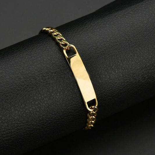 925 Sterling Silver Customized Engraving Nameplate Bar Bracelet In Curb Link Chain