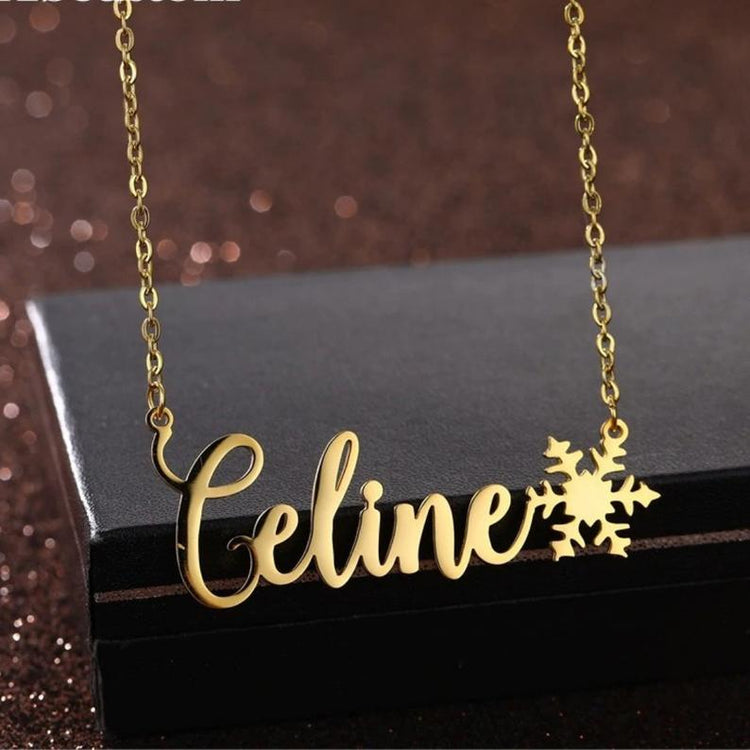925 Sterling Silver Nameplated Necklace With Snowflake
