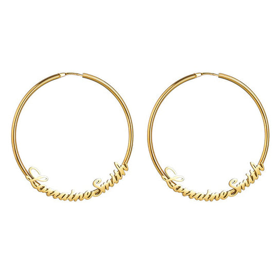 925 Sterling Silver Personalized Hoop Name Earrings