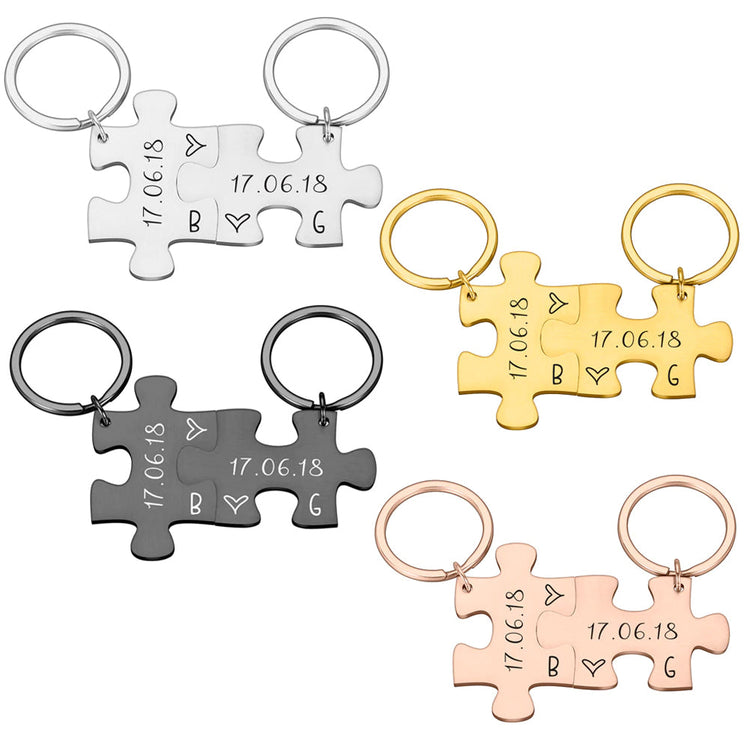 925 Sterling Silver Personalized Jigsaw Puzzles Keychain