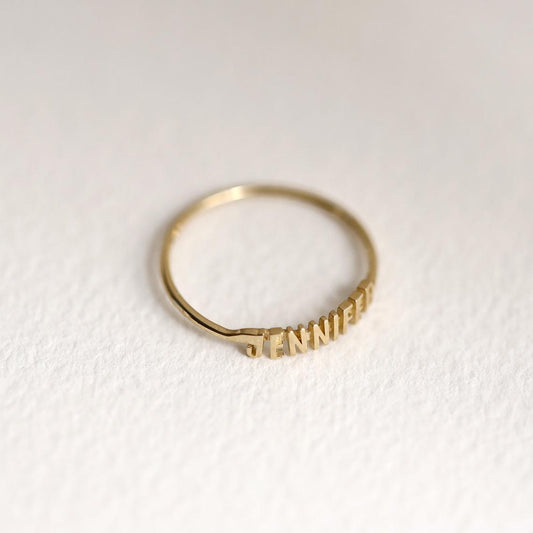 925 Sterling Silver Personalized Tiny Name Ring Nameplate Ring