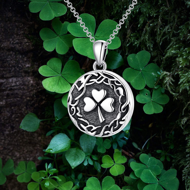 925 Sterling Silver Shamrock Photo Locket Necklace St Patricks Day Necklaces Lucky Jewelry Gifts
