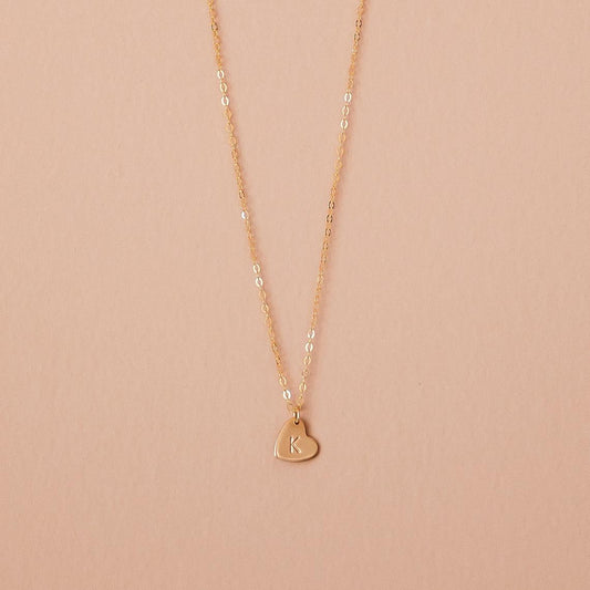 925 Sterling Silver Small Heart Initial Necklace