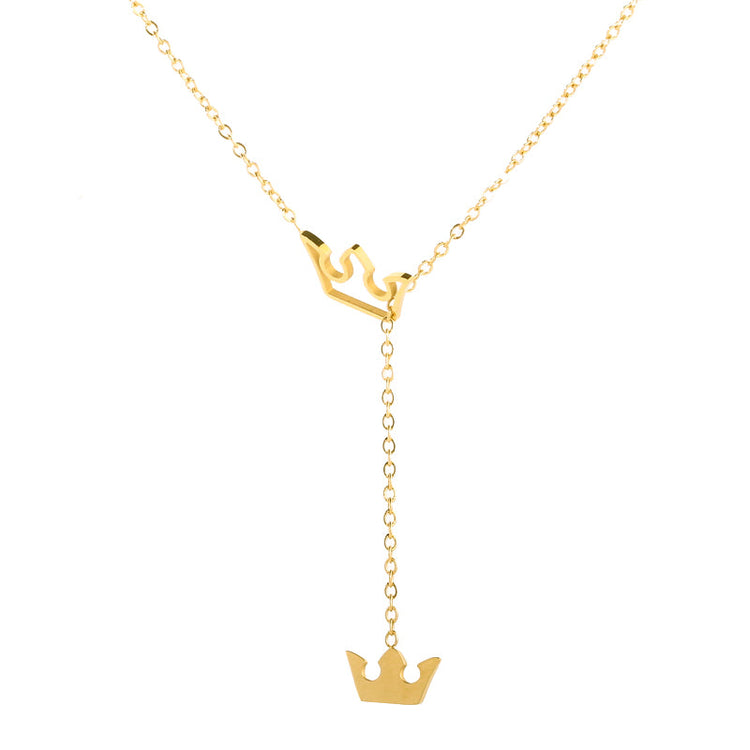 925 Sterling Silver Y Lariat Crown Necklace