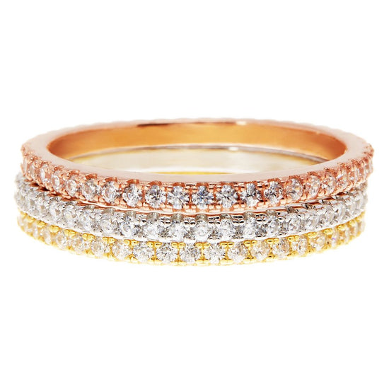925 Sterling Silver Cubic Zirconia Simulated Diamond Stackable Ring Eternity Bands for Women - onlyone