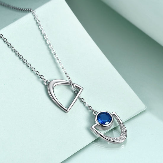 925 sterling silver horse stirrup lariat necklace - onlyone