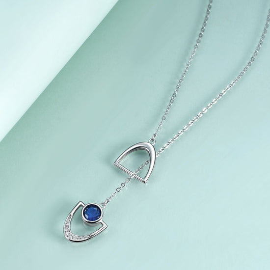 925 sterling silver horse stirrup lariat necklace - onlyone