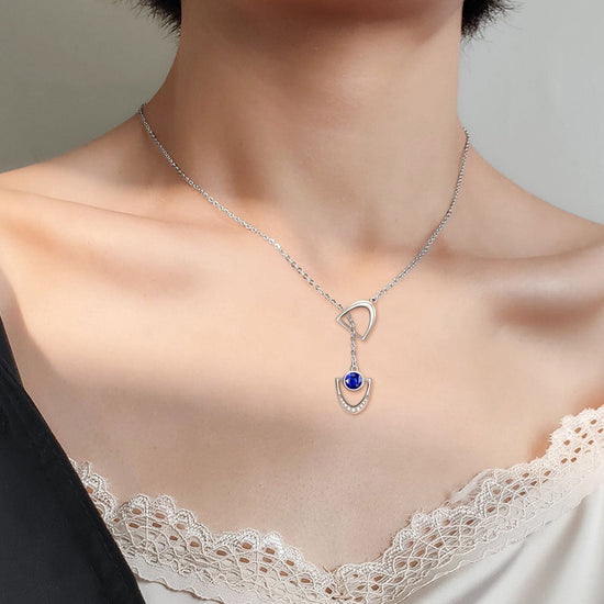 925 sterling silver horse stirrup lariat necklace - onlyone