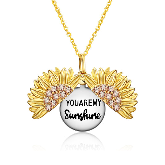 925 Sterling Silver Customized Sunflower Open Locket Necklace, Gift For Mom - onlyone