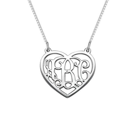 925 Sterling Silver Initial Monogram Necklace - onlyone
